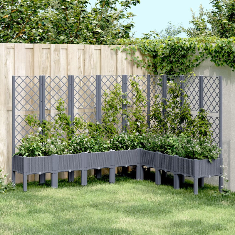 Garden Planter with Trellis Grey 200x160x142 cm PP