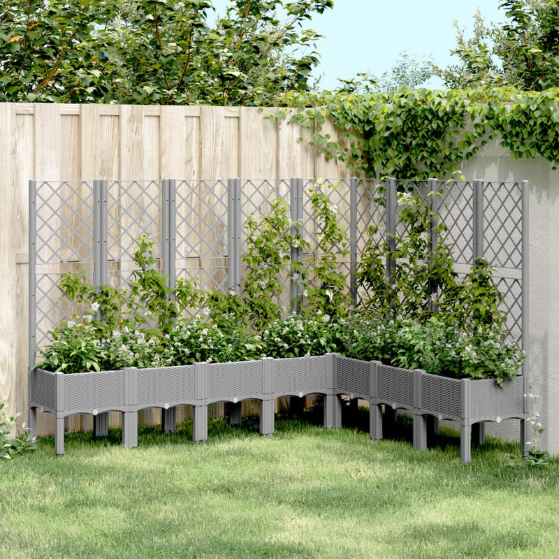 Garden Planter with Trellis Light Grey 200x160x142 cm PP