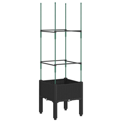 Garden Planter with Trellis Black 40x40x142.5 cm PP