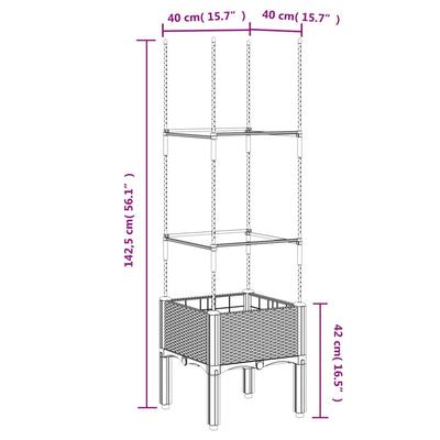 Garden Planter with Trellis White 40x40x142.5 cm PP