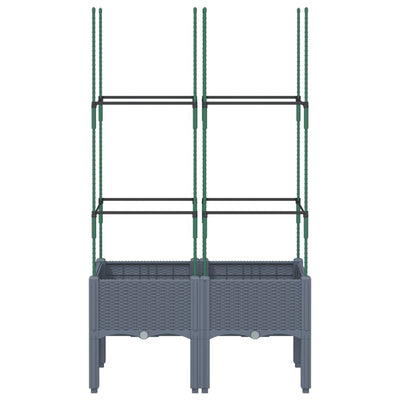 Garden Planter with Trellis Grey 80x40x142.5 cm PP