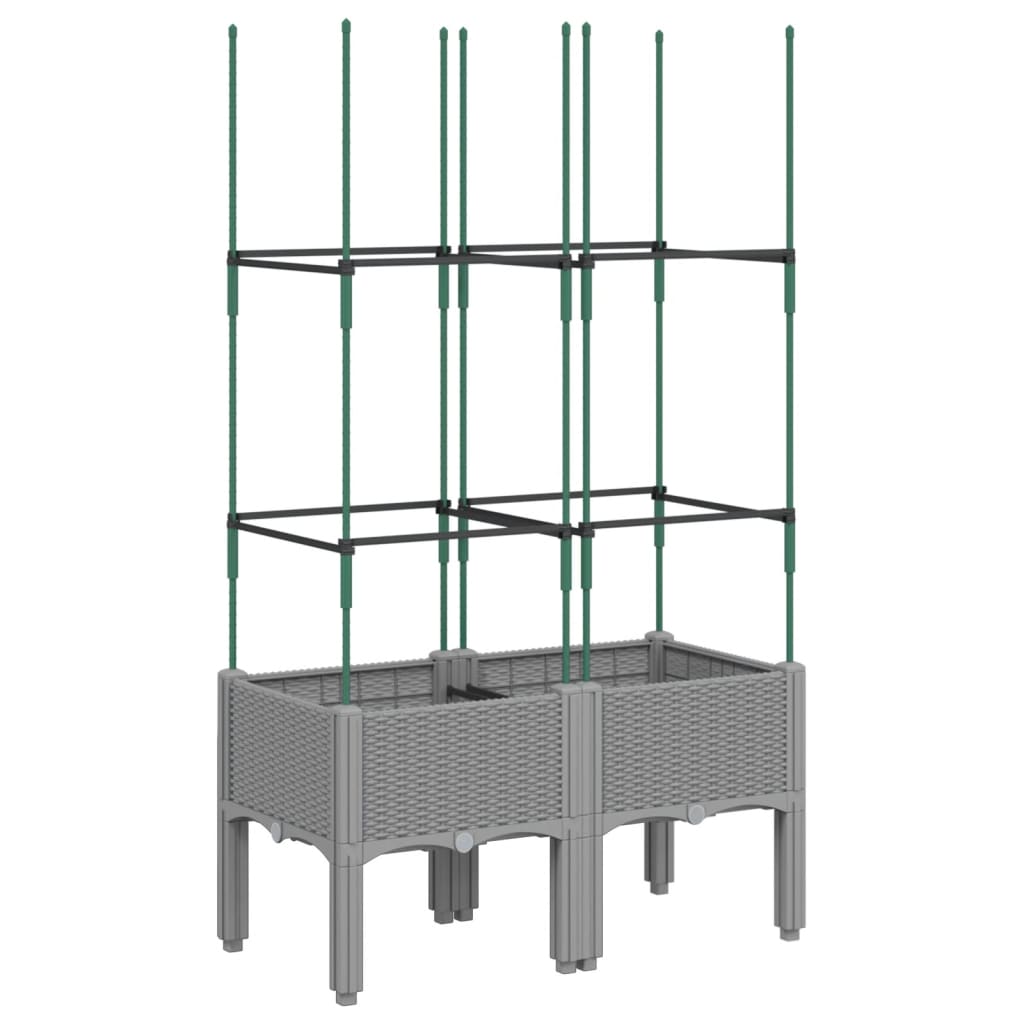 vidaXL Garden Planter with Trellis Light Grey 80x40x142.5 cm PP 2
