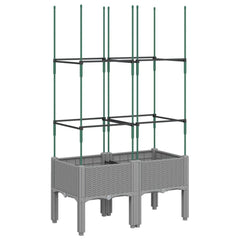 vidaXL Garden Planter with Trellis Light Grey 80x40x142.5 cm PP 2