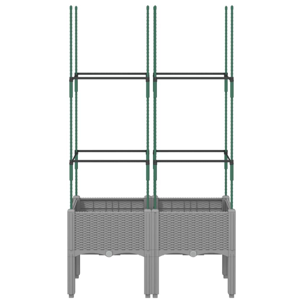 vidaXL Garden Planter with Trellis Light Grey 80x40x142.5 cm PP 3
