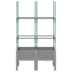 vidaXL Garden Planter with Trellis Light Grey 80x40x142.5 cm PP 3