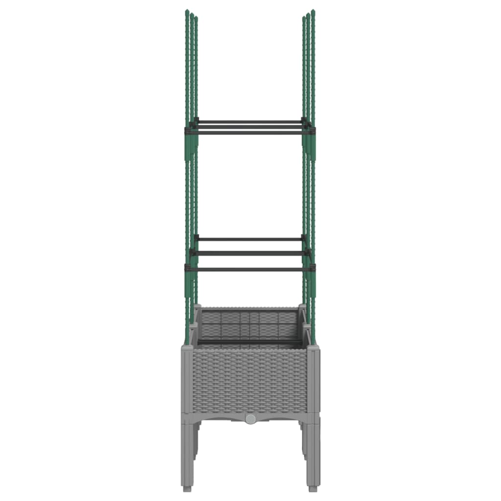 vidaXL Garden Planter with Trellis Light Grey 80x40x142.5 cm PP 4