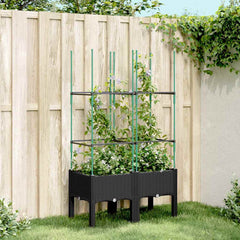 vidaXL Garden Planter with Trellis Black 80x40x142.5 cm PP 1
