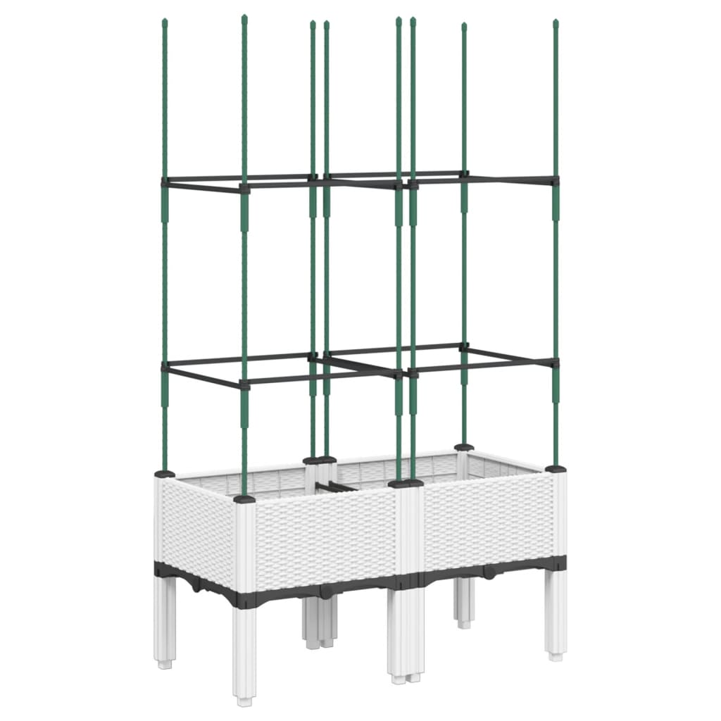 vidaXL Garden Planter with Trellis White 80x40x142.5 cm PP 2