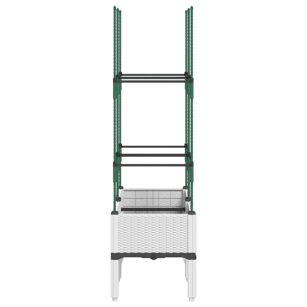 vidaXL Garden Planter with Trellis White 80x40x142.5 cm PP 4