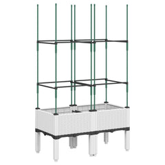 vidaXL Garden Planter with Trellis White 80x40x142.5 cm PP 5