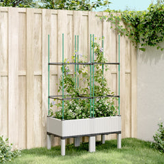 vidaXL Garden Planter with Trellis White 80x40x142.5 cm PP 1