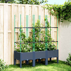Garden Planter with Trellis 80x40x142,5 cm PP Depth 40 cm Blue grey 120 cm