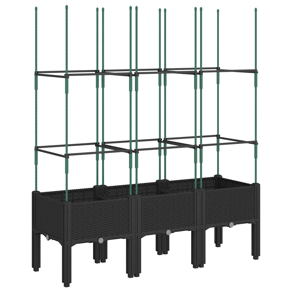 vidaXL Garden Planter with Trellis Black 120x40x142.5 cm PP 2