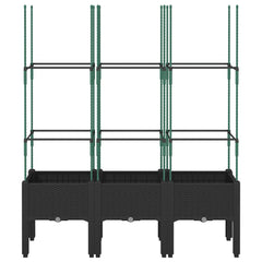 vidaXL Garden Planter with Trellis Black 120x40x142.5 cm PP 3