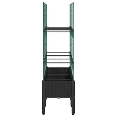 vidaXL Garden Planter with Trellis Black 120x40x142.5 cm PP 4