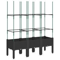 vidaXL Garden Planter with Trellis Black 120x40x142.5 cm PP 5