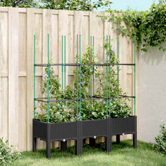 vidaXL Garden Planter with Trellis Black 120x40x142.5 cm PP 1