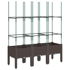 vidaXL Garden Planter with Trellis Brown 120x40x142.5 cm PP 2