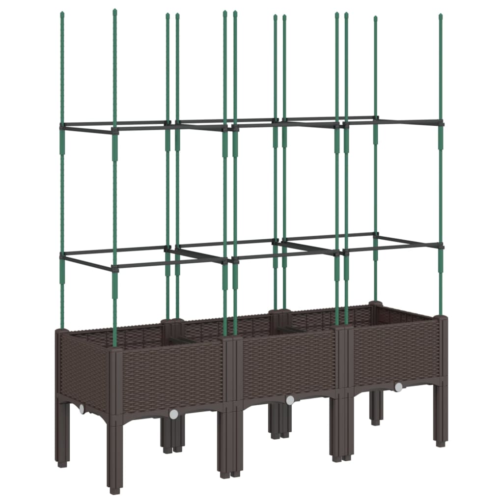 Garden Planter with Trellis 80x40x142,5 cm PP Depth 40 cm Brown 120 cm
