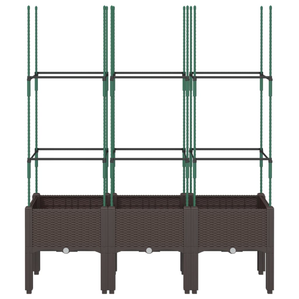 Garden Planter with Trellis 80x40x142,5 cm PP Depth 40 cm Brown 120 cm