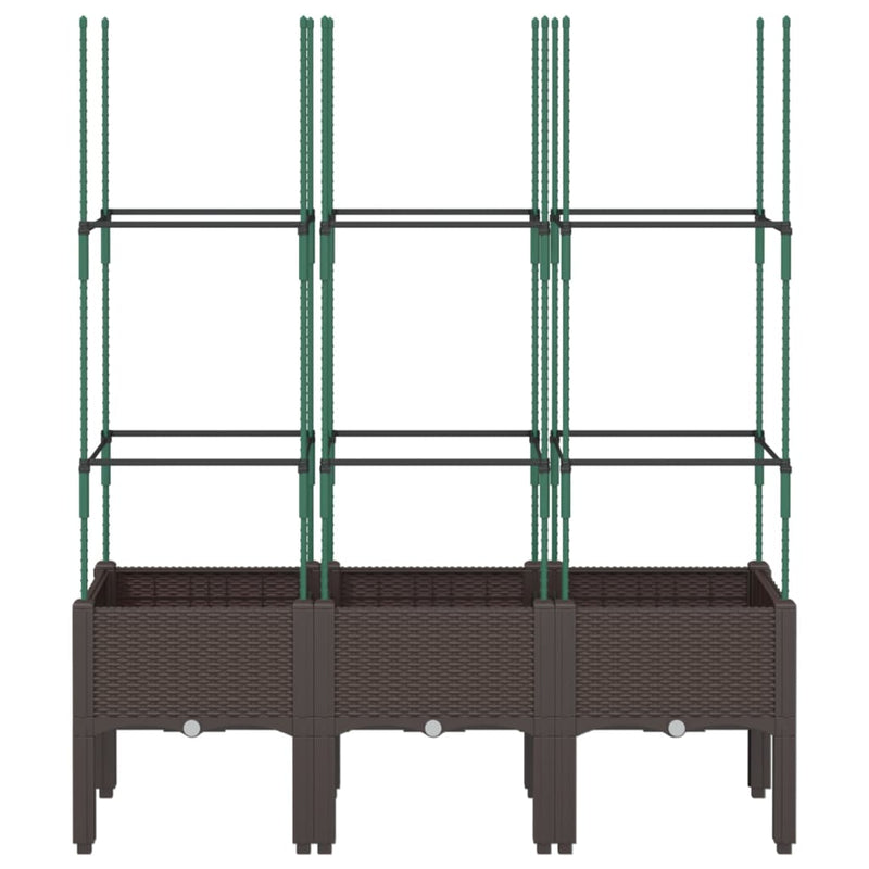 Garden Planter with Trellis Brown 120x40x142.5 cm PP