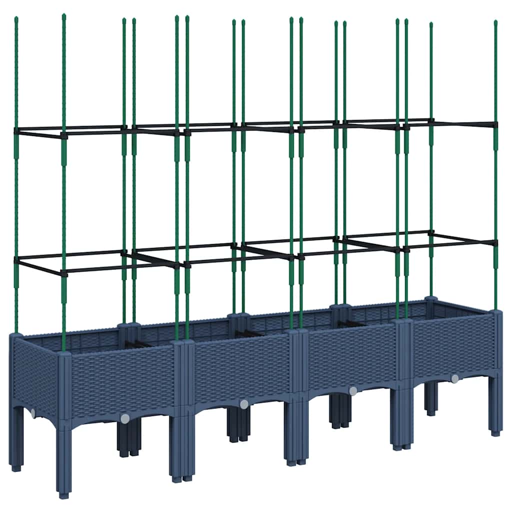 Garden Planter with Trellis 80x40x142,5 cm PP Depth 40 cm Blue grey 160 cm