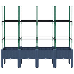vidaXL Garden Planter with Trellis Blue Grey 160x40x142.5 cm PP 3