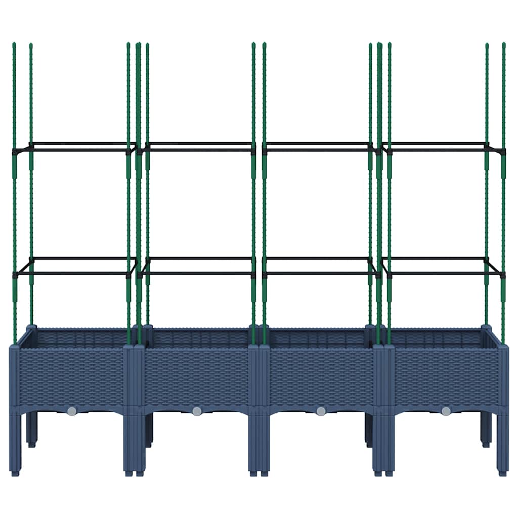 Garden Planter with Trellis 80x40x142,5 cm PP Depth 40 cm Blue grey 160 cm