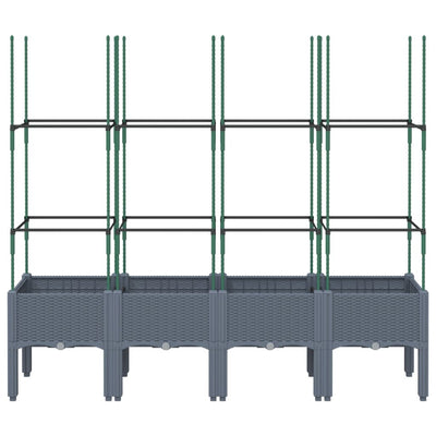 Garden Planter with Trellis Grey 160x40x142.5 cm PP