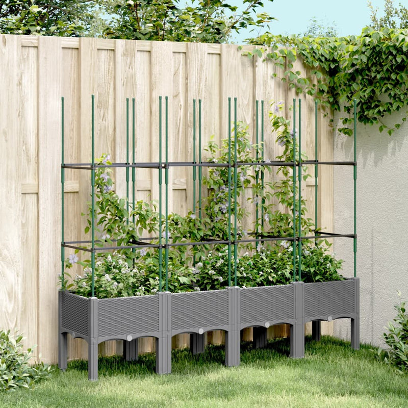 Garden Planter with Trellis Light Grey 160x40x142.5 cm PP