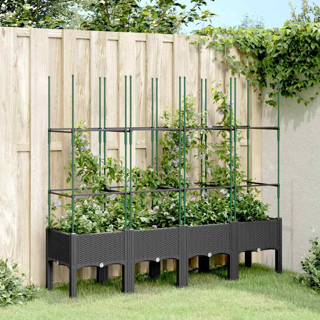 vidaXL Garden Planter with Trellis 80x40x142.5 cm PP