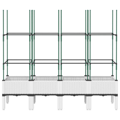 Garden Planter with Trellis White 160x40x142.5 cm PP