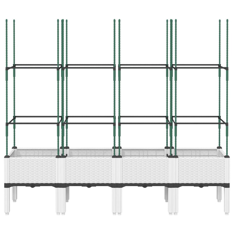 Garden Planter with Trellis White 160x40x142.5 cm PP