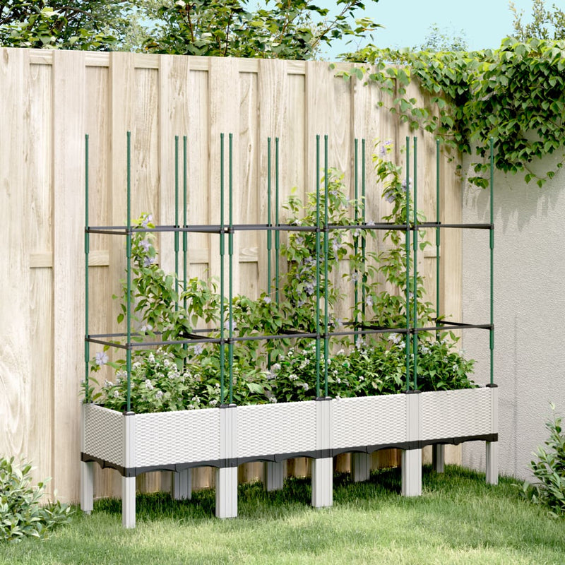 Garden Planter with Trellis White 160x40x142.5 cm PP