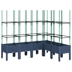 Garden Planter with Trellis 160x120x142.5 cm PP Blue grey