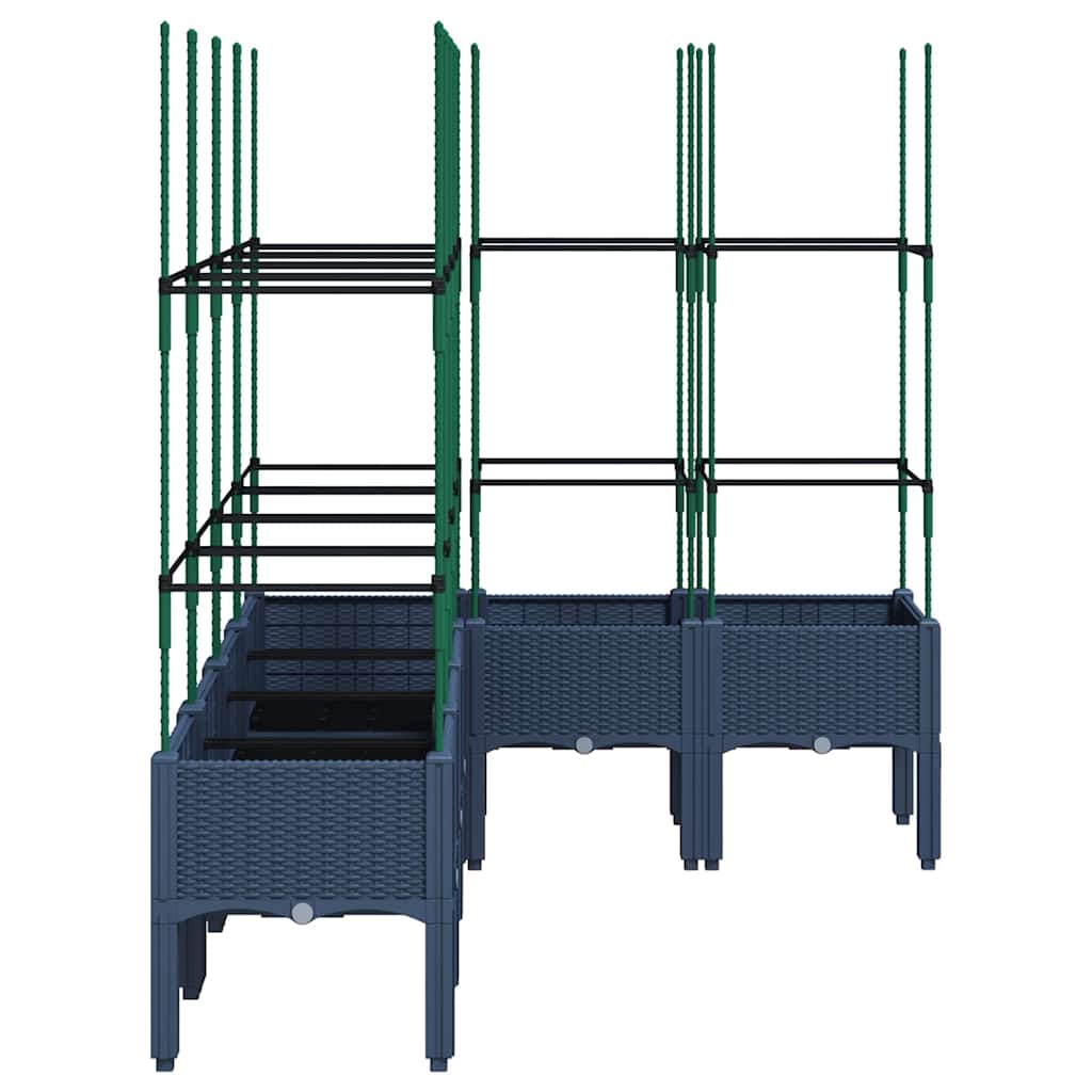 Garden Planter with Trellis 160x120x142.5 cm PP Blue grey