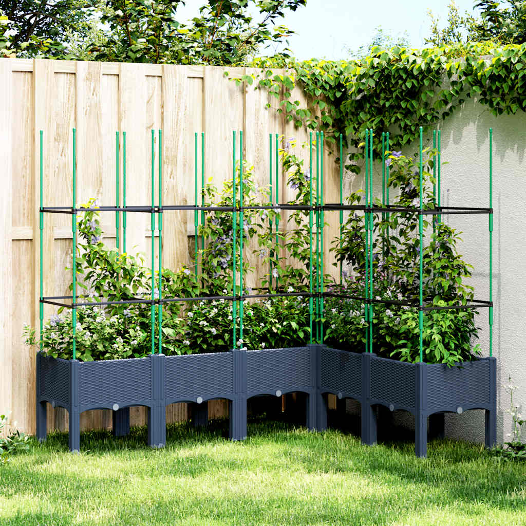 Garden Planter with Trellis 160x120x142.5 cm PP Blue grey
