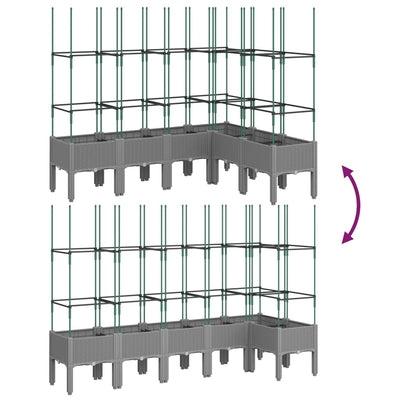 Garden Planter with Trellis Light Grey 160x120x142.5 cm PP