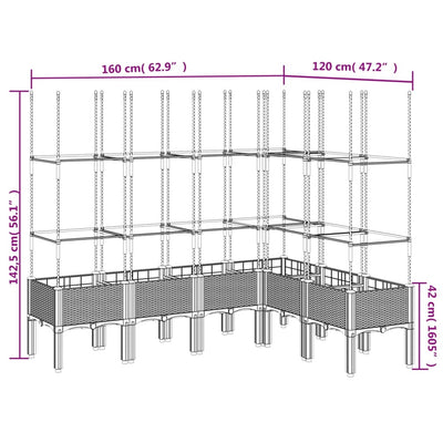 Garden Planter with Trellis Light Grey 160x120x142.5 cm PP