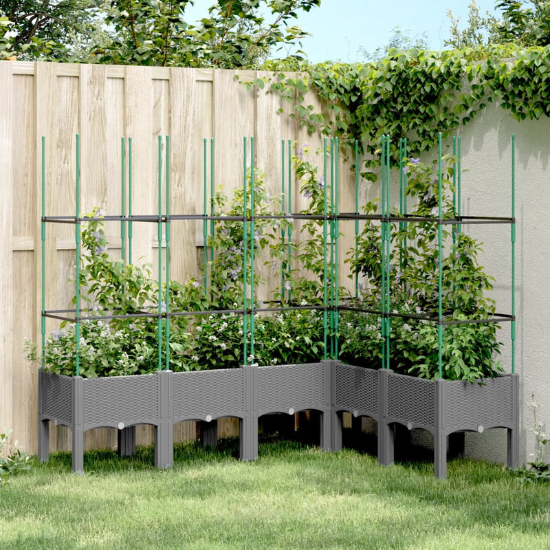 Garden Planter with Trellis Light Grey 160x120x142.5 cm PP