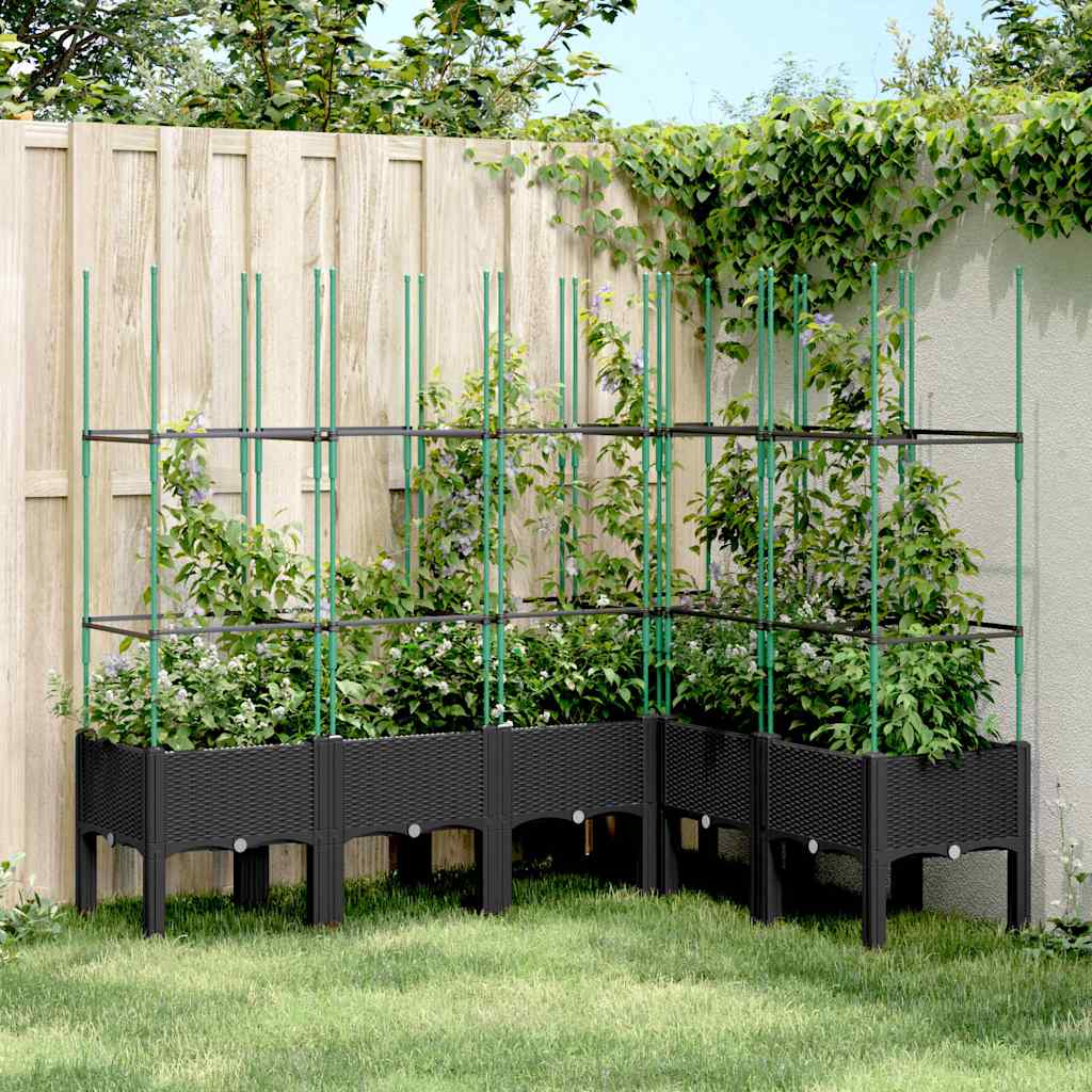 Garden Planter with Trellis 160x120x142.5 cm PP Black
