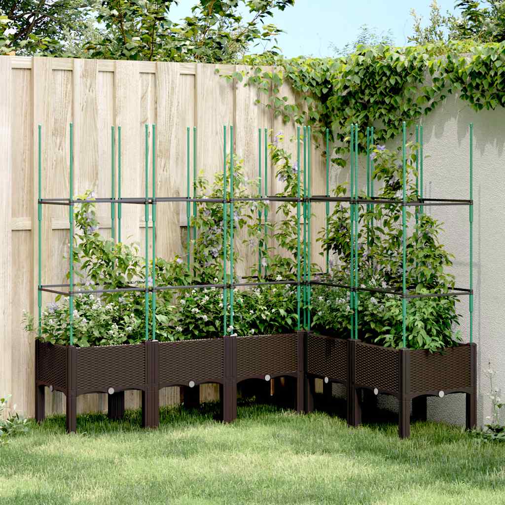 Garden Planter with Trellis 160x120x142.5 cm PP Brown