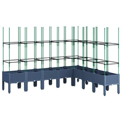Garden Planter with Trellis 200x160x142.5 cm PP Blue grey