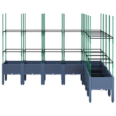 Garden Planter with Trellis 200x160x142.5 cm PP Blue grey