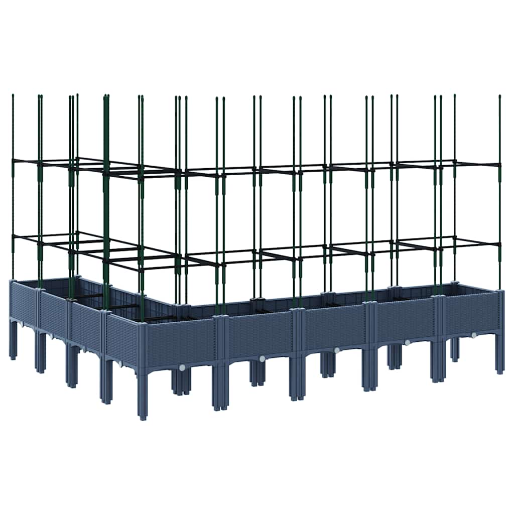 Garden Planter with Trellis 200x160x142.5 cm PP Blue grey