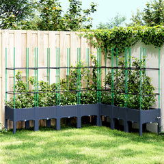 Garden Planter with Trellis 200x160x142.5 cm PP Blue grey