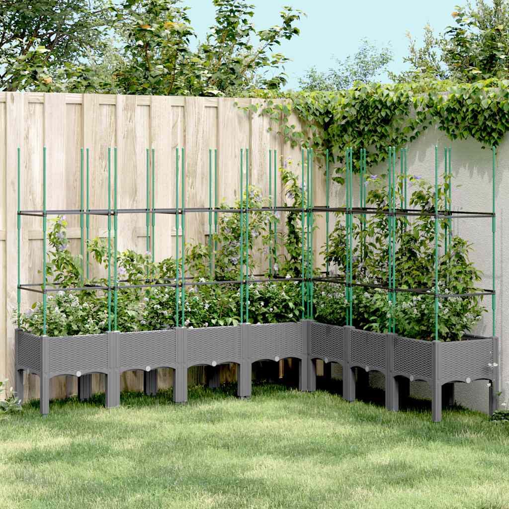 Garden Planter with Trellis 200x160x142.5 cm PP Light grey