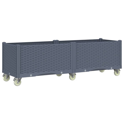 Garden Planter with Wheels Grey 160x50x54 cm PP