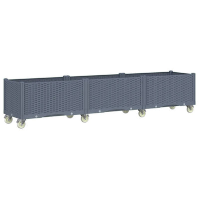 Garden Planter with Wheels Grey 240x50x54 cm PP