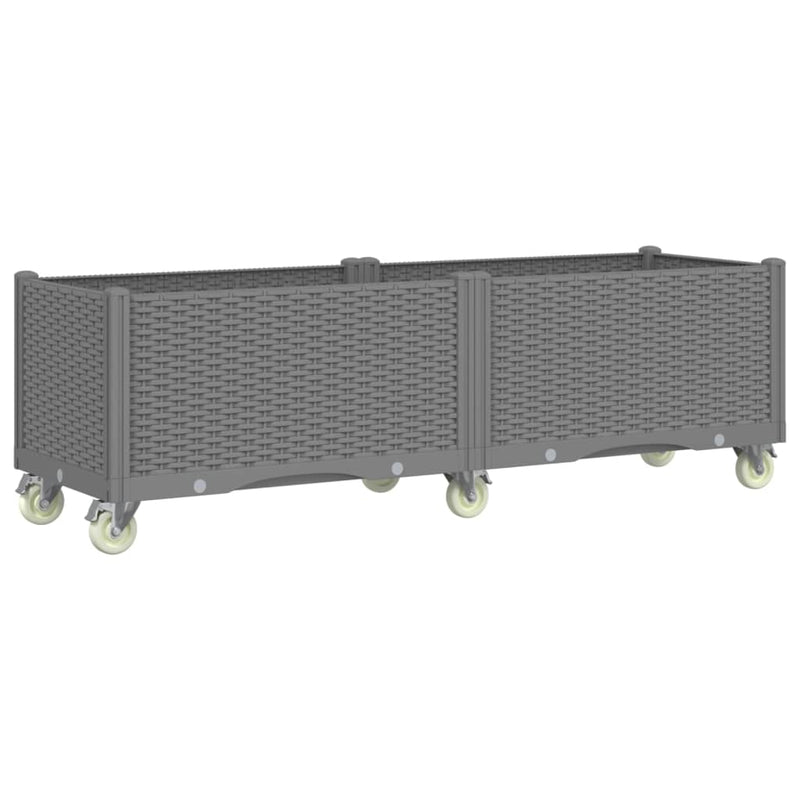 Garden Planter with Wheels Light Grey 160x50x54 cm PP